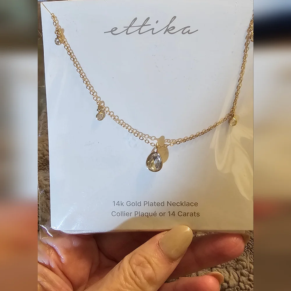 ettika Gold Plated Teardrop Pendant Necklace with Accent Charms. - Picture 1 of 4